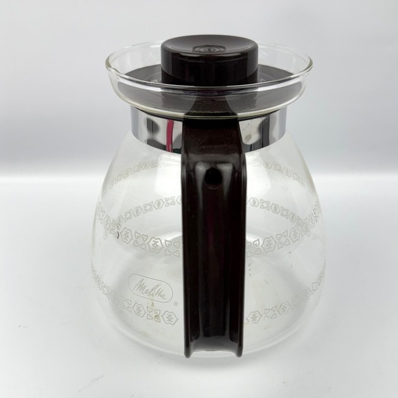Vintage Melitta Glass Coffee Carafe Pot 8 Cup Black Handle Lid Kitchen Decor - Picture 3 of 11